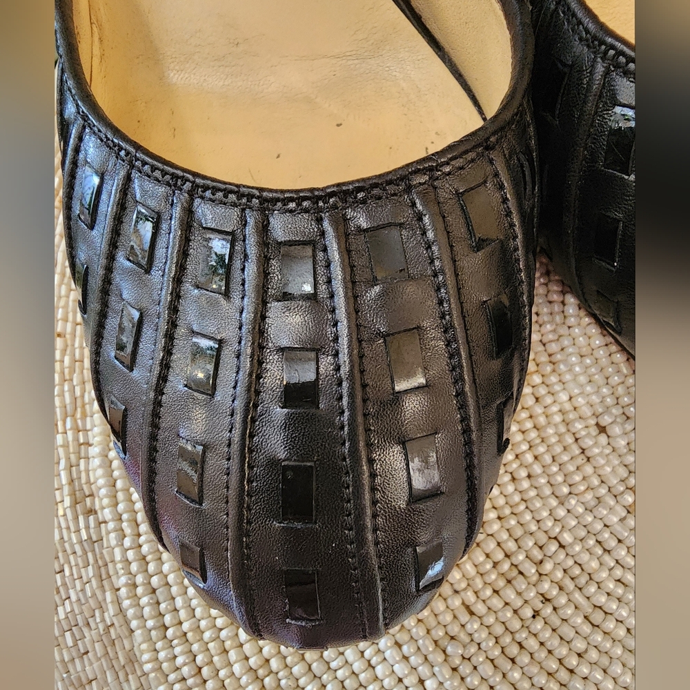 cole haan black  textured leather  heels women size 9B - Picture 3 of 10